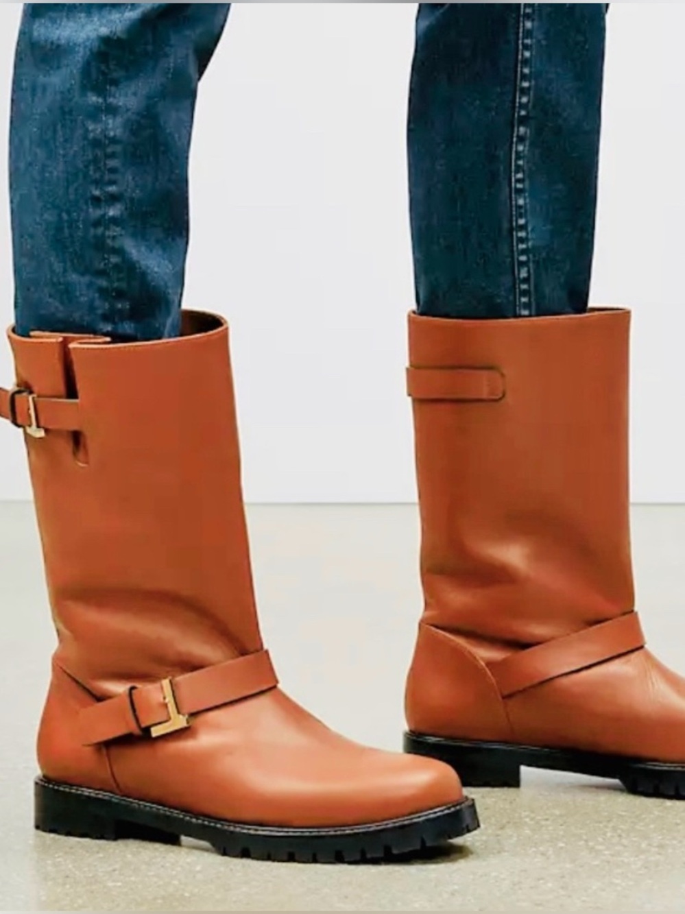 NWOB Lafayette 148 New York Jordan Moto Boots in Tan Copper Leather